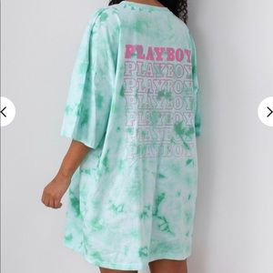 Playboy Mint Tie Dye Oversized T-Shirt Dress